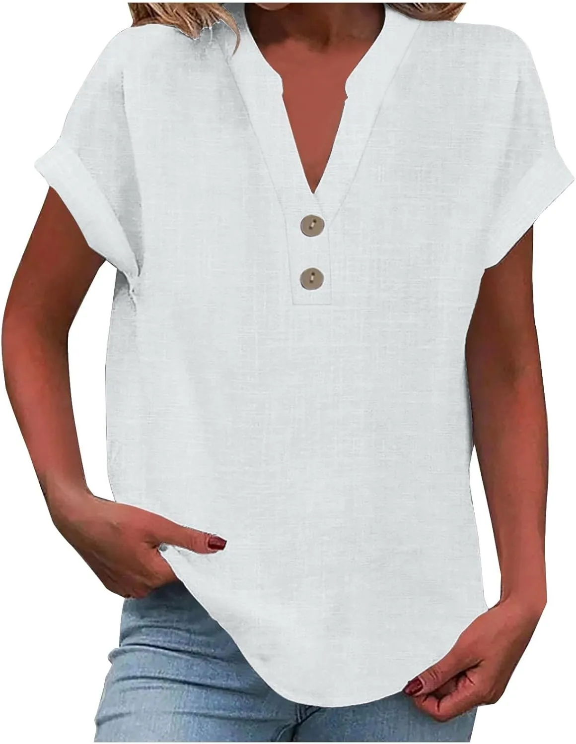 T Shirts for Women Fashion Sexy V Neck Tops Trendy Casual Short Sleeve Solid Tees Ladies Summer Loose Comfy Blouses