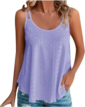 TANGNADE Summer Tank Tops for Women Pleated Spaghetti Strap Camisole Loose Fit Casual Sleeveless Pleated Flowy Tunic