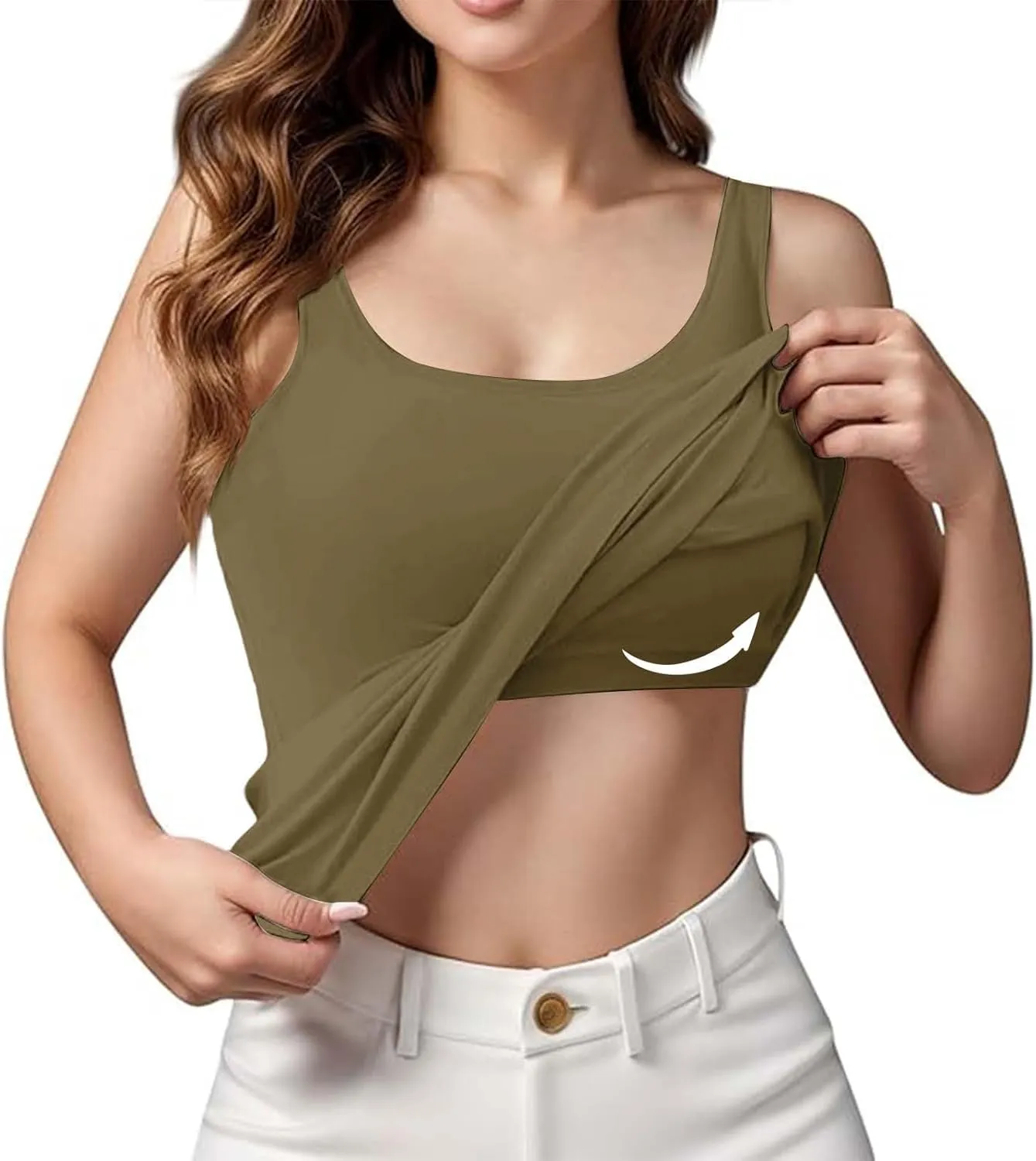 Tank Tops with Built in Bras for Women Sports Cute Cami Workout Plus Size Camisoles Spaghetti Strap Under Clothes