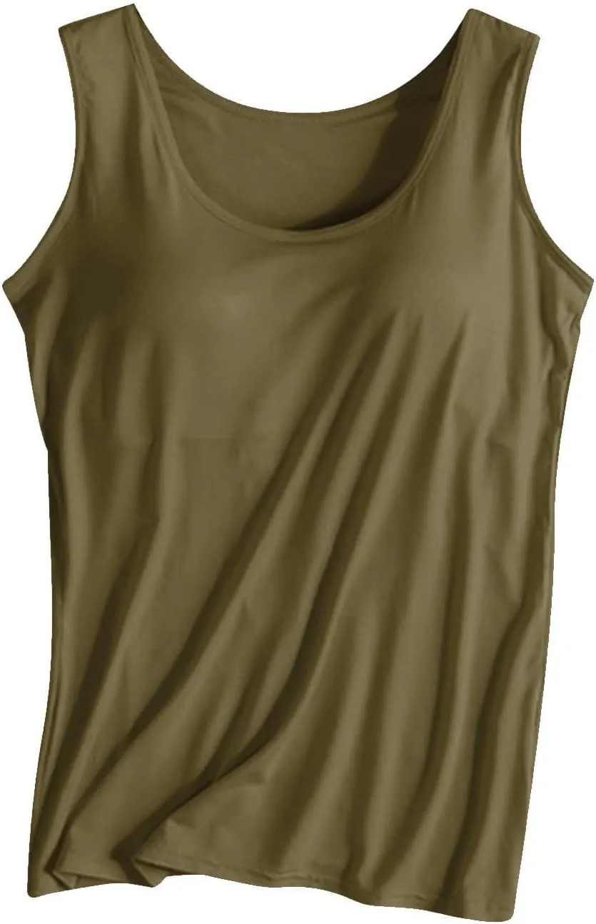 Tank Tops with Built in Bras for Women Sports Cute Cami Workout Plus Size Camisoles Spaghetti Strap Under Clothes