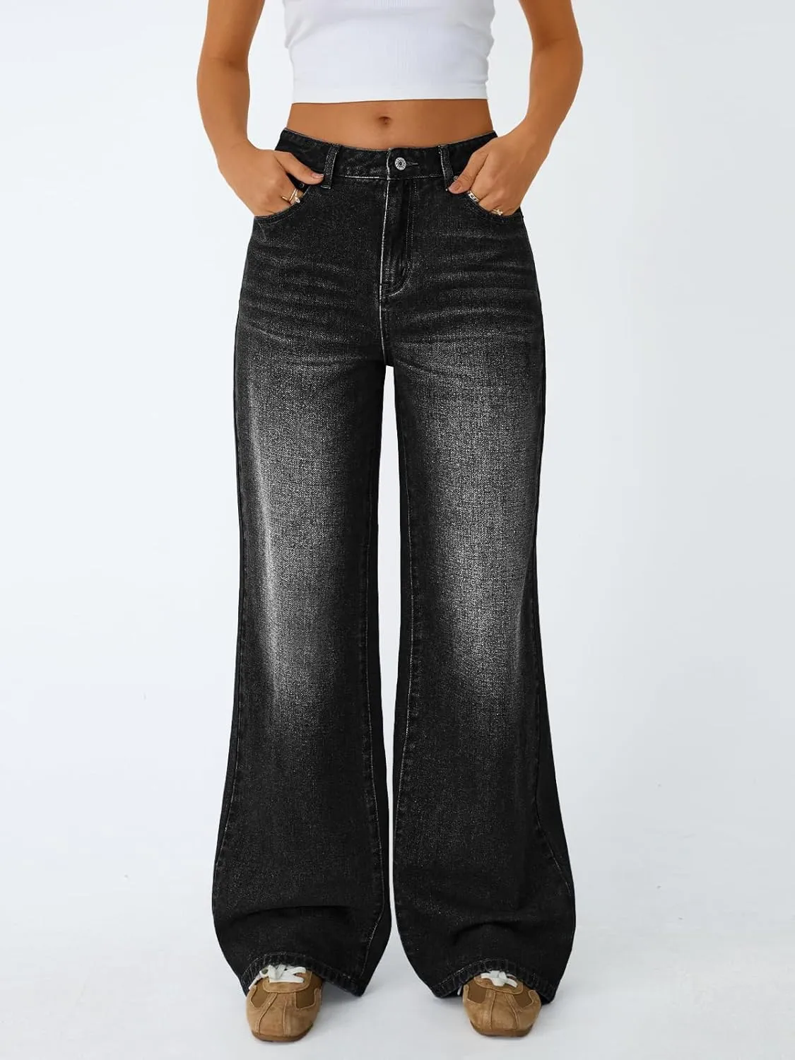 Trendy Queen Jeans for Women Wide Straight Leg High Waisted Stretchy Baggy Jeans Fashion Loose Denim Pants Summer 2025