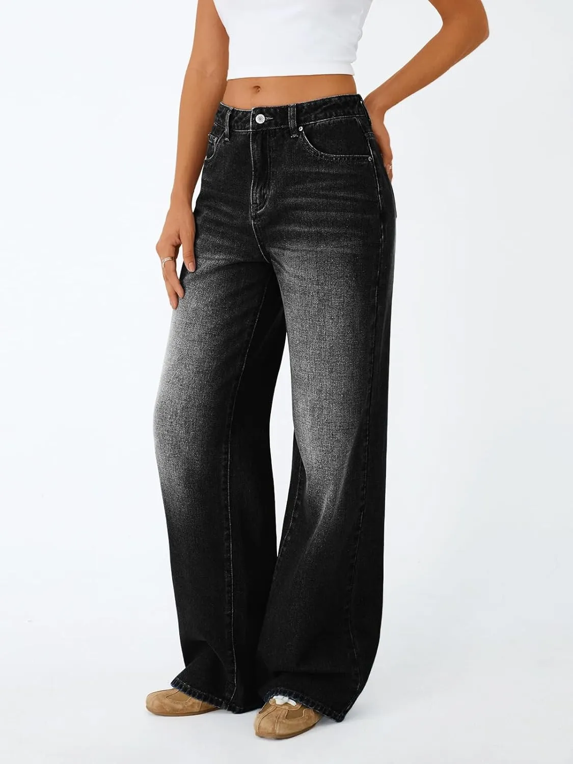 Trendy Queen Jeans for Women Wide Straight Leg High Waisted Stretchy Baggy Jeans Fashion Loose Denim Pants Summer 2025