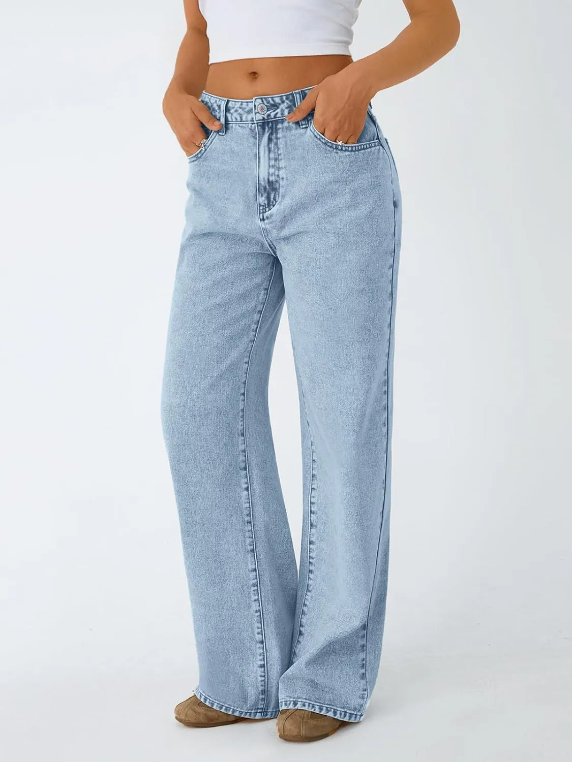 Trendy Queen Jeans for Women Wide Straight Leg High Waisted Stretchy Baggy Jeans Fashion Loose Denim Pants Summer 2025