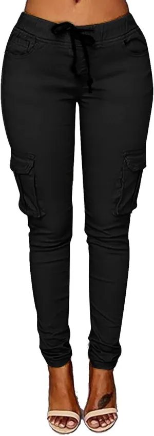tuduoms Womens Cigarette Cargo Pants Stretchy Skinnys High Rise Skinny Butt Lifting Stretch Jogger Slimming Tactical Pants
