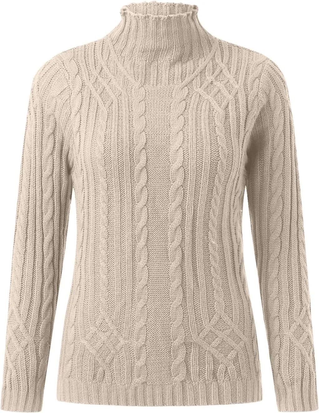Turtleneck Sweater Women Cozy Cable Knit Sweaters Plus Size Tunic Pullover Jumper Tops
