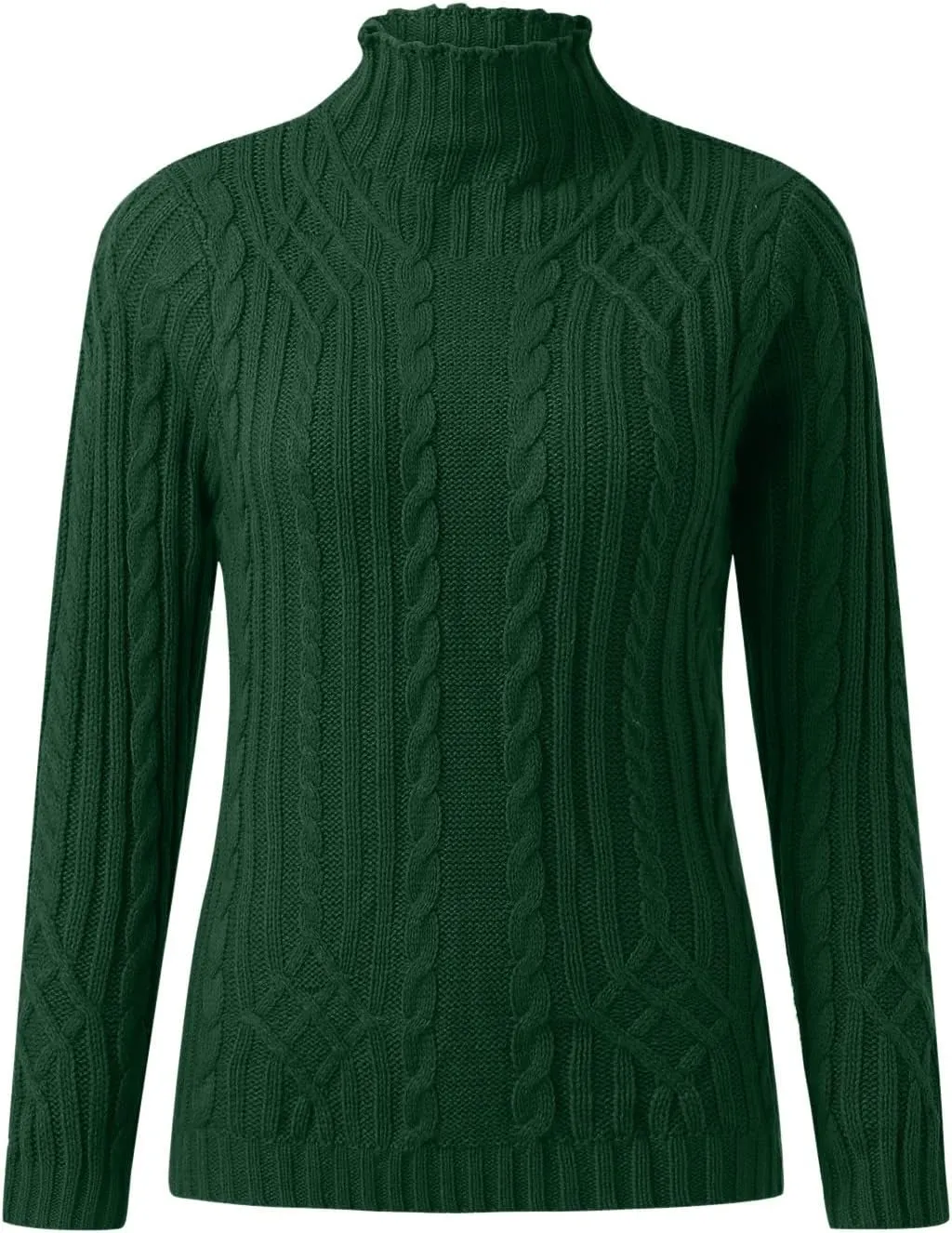 Turtleneck Sweater Women Cozy Cable Knit Sweaters Plus Size Tunic Pullover Jumper Tops