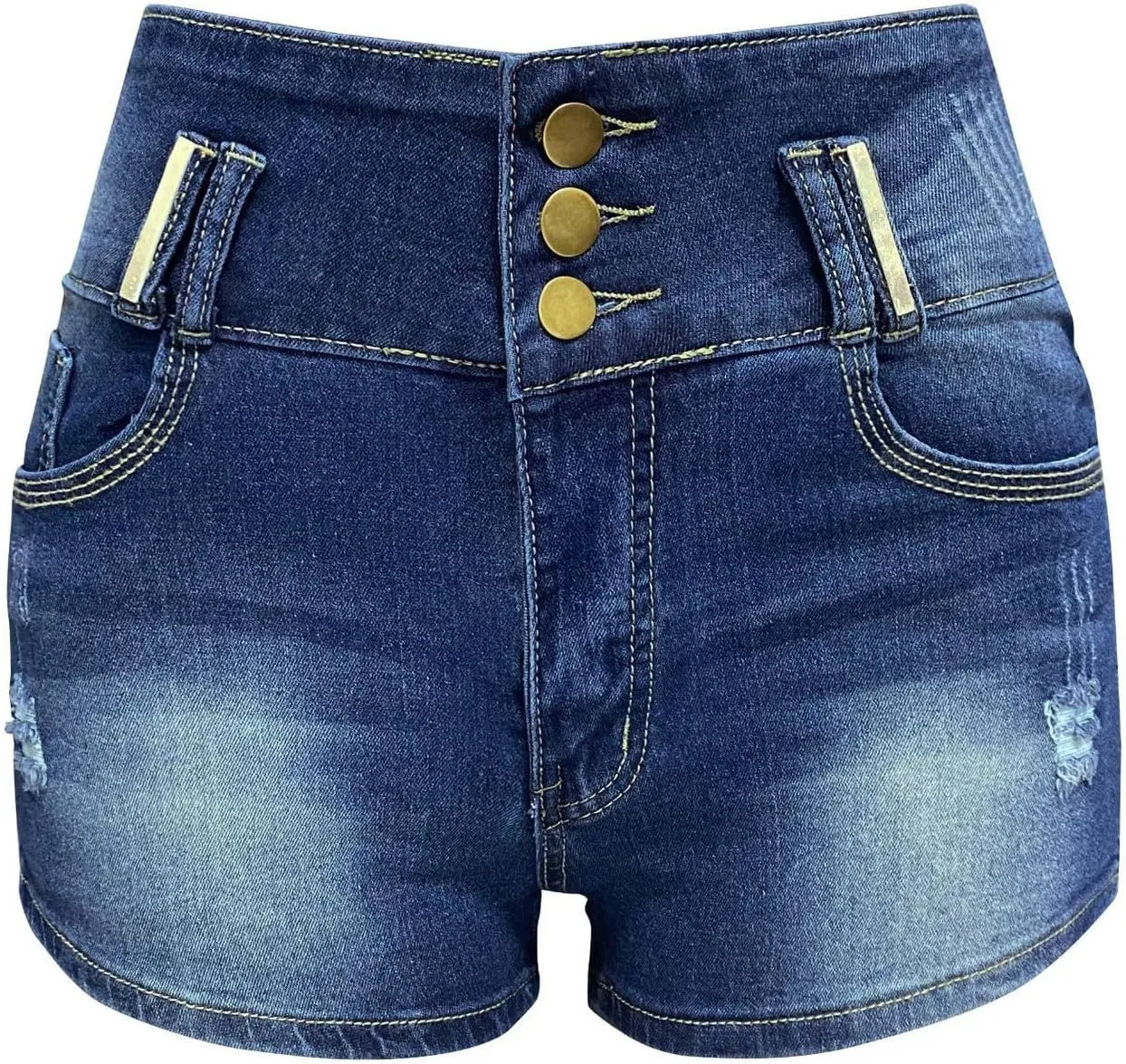utcoco Women's Stretchy High Waisted Jean Shorts Y2k Trendy Button-Fly Slim Fit Denim Shorts