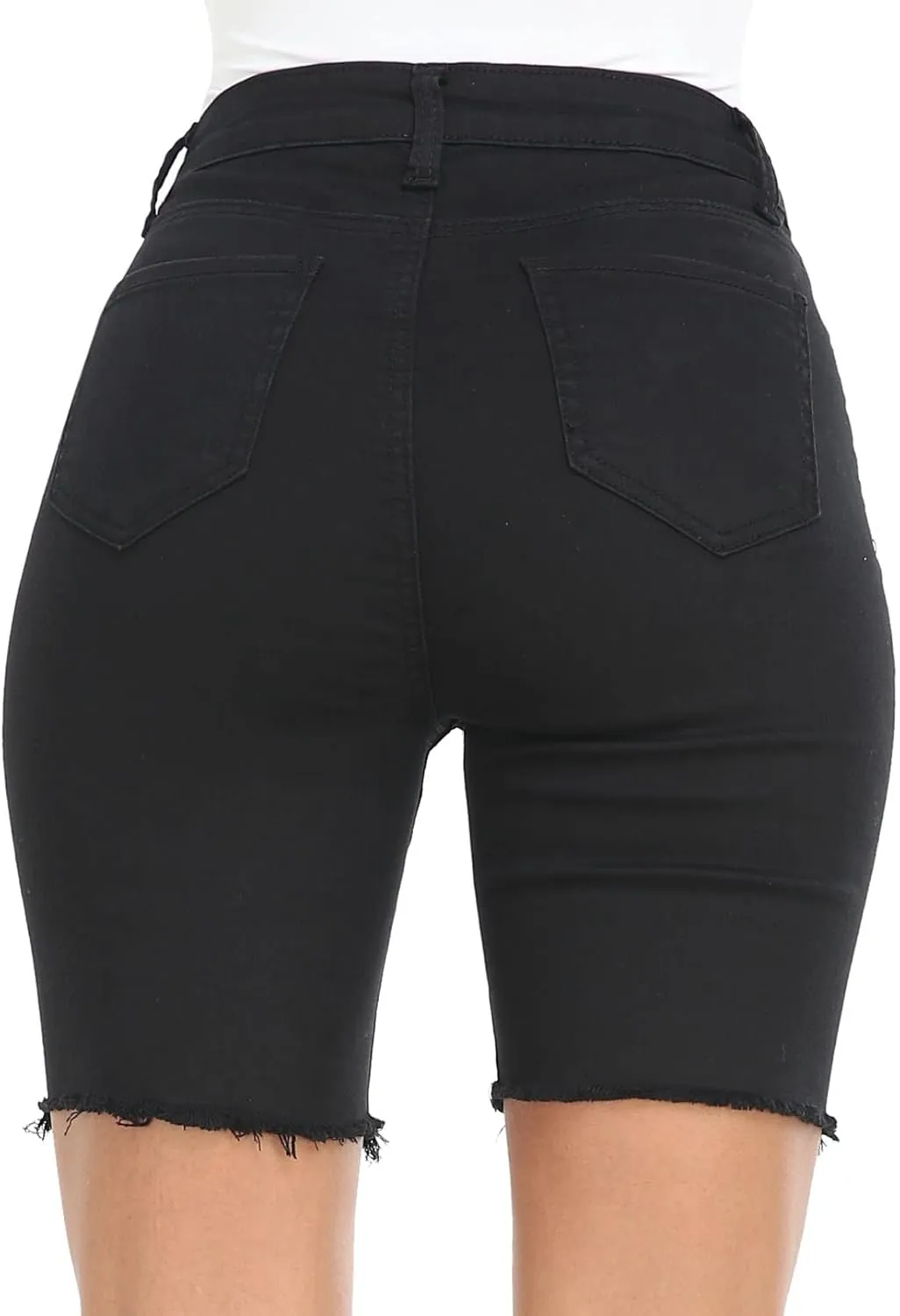 WAYRUNZ Womens Denim Bermuda Shorts High Waist Ripped Hole Distressed Short Jeans Junior