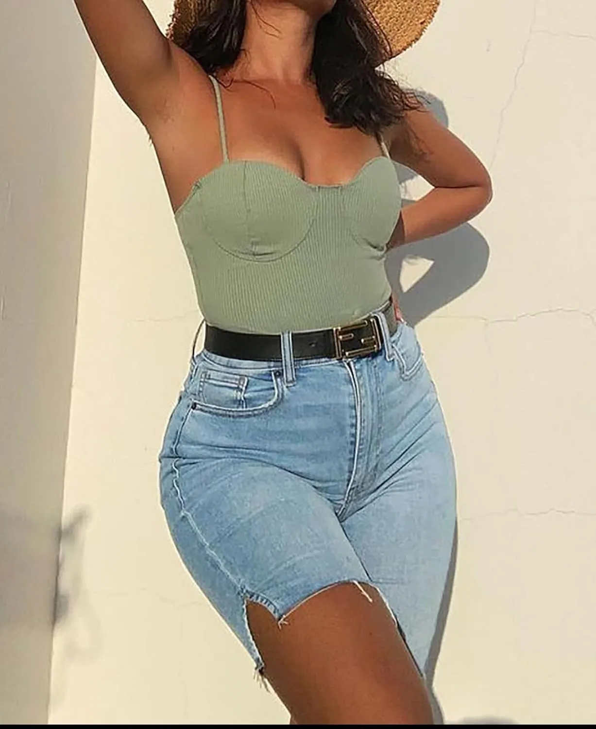 WAYRUNZ Womens Denim Bermuda Shorts High Waist Ripped Hole Distressed Short Jeans Junior