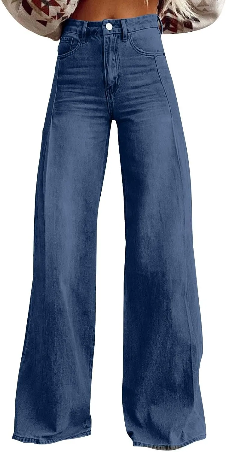 Wide Leg Jeans for Women 2025 Summer High Waisted Strechy Trendy Baggy Bootcut Y2K Street Denim Pants Plus Size