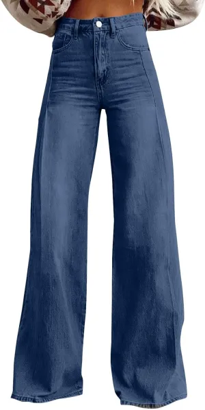 Wide Leg Jeans for Women 2025 Summer High Waisted Strechy Trendy Baggy Bootcut Y2K Street Denim Pants Plus Size