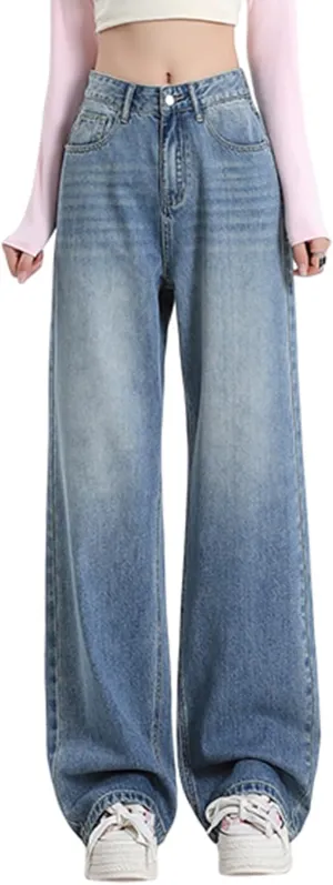 Wide Leg Jeans for Women High Waist Straight Leg Denim Pants Baggy Casual Loose Boyfriends Trousers Y2K