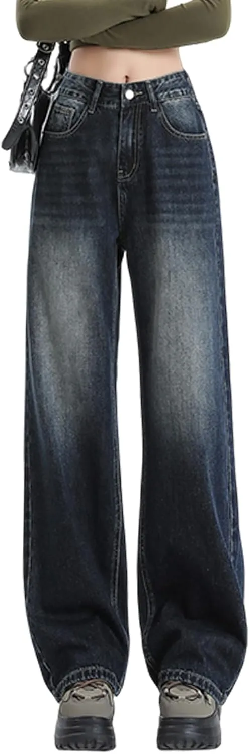 Wide Leg Jeans for Women High Waist Straight Leg Denim Pants Baggy Casual Loose Boyfriends Trousers Y2K