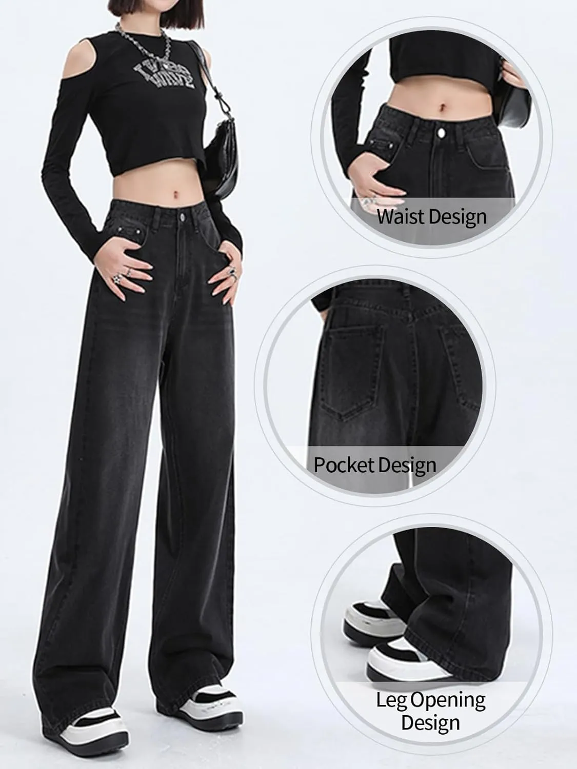 Wide Leg Jeans for Women High Waist Straight Leg Denim Pants Baggy Casual Loose Boyfriends Trousers Y2K