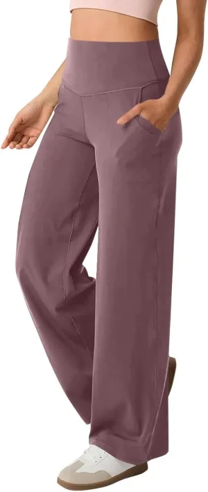 Wide Leg Pants Woman High Waist Yoga Pants with Pockets Loose Stretch Dress Work Sweatpants Casual Lounge