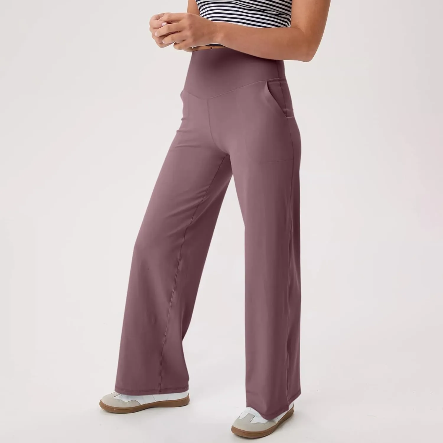 Wide Leg Pants Woman High Waist Yoga Pants with Pockets Loose Stretch Dress Work Sweatpants Casual Lounge