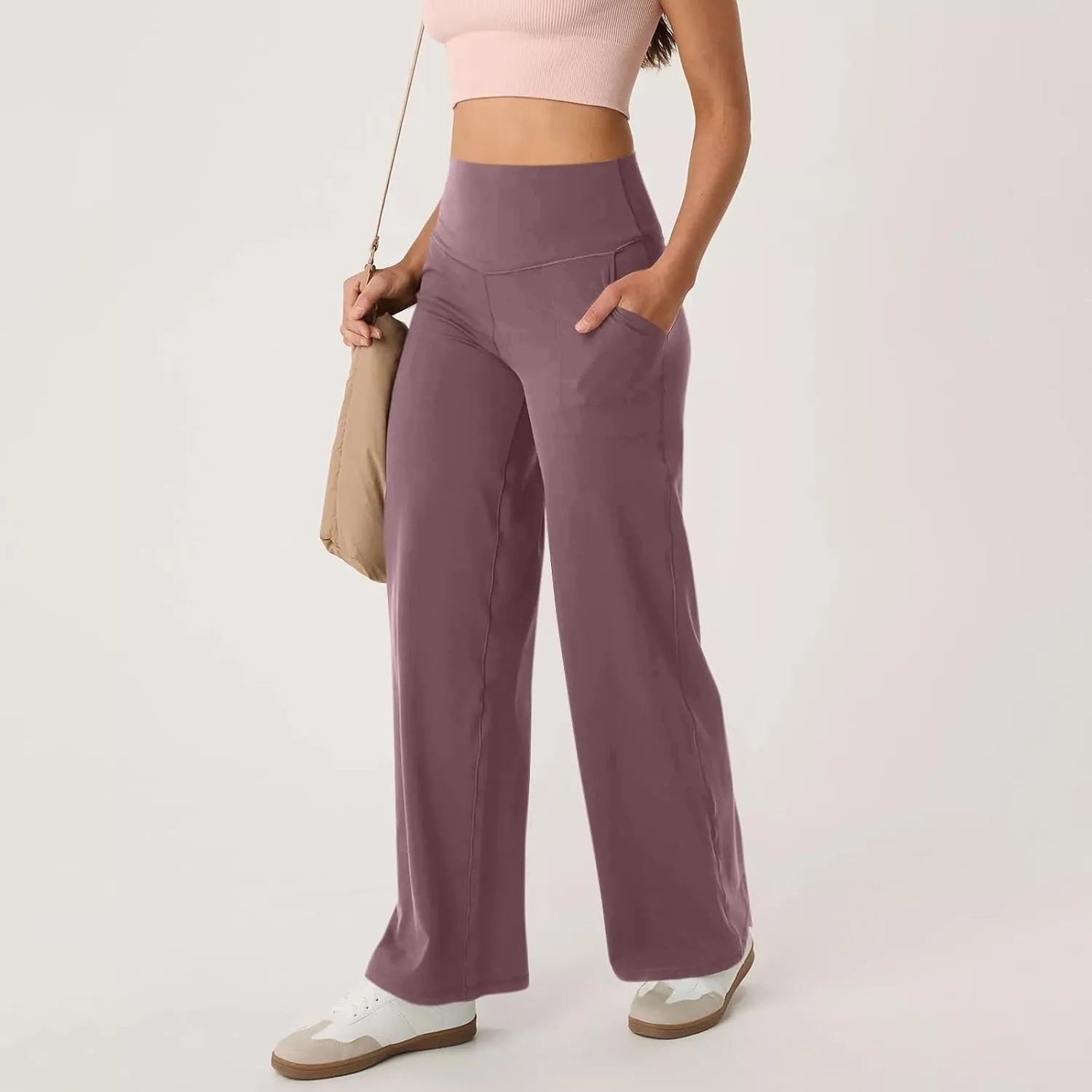 Wide Leg Pants Woman High Waist Yoga Pants with Pockets Loose Stretch Dress Work Sweatpants Casual Lounge