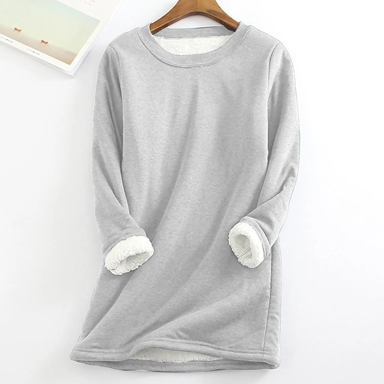 Winter Thermal Fleece Lined Underwear for Women 2 Piece Lounge Set Crewneck Long Sleeve Top and Jogger Pants Thick Sweatsuits
