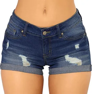 Women Jeans Shorts Pants Overalls Stretch-Free Slim Hole Distressed Casual Fit Hot Trousers