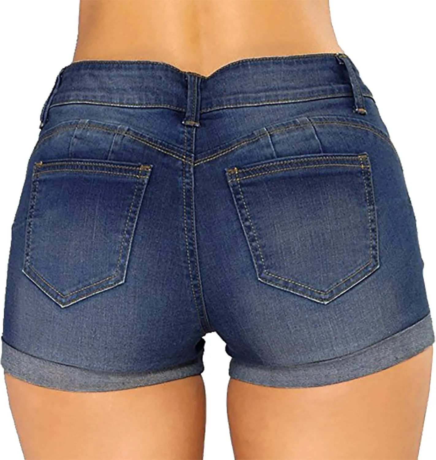 Women Jeans Shorts Pants Overalls Stretch-Free Slim Hole Distressed Casual Fit Hot Trousers