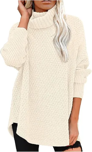 Women Oversized Sweaters Long Sleeve Knit Blouse Cozy Pullover Casual Turtleneck Sweater Trendy Winter Outfits