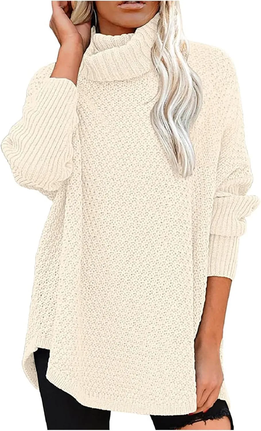 Women Oversized Sweaters Long Sleeve Knit Blouse Cozy Pullover Casual Turtleneck Sweater Trendy Winter Outfits