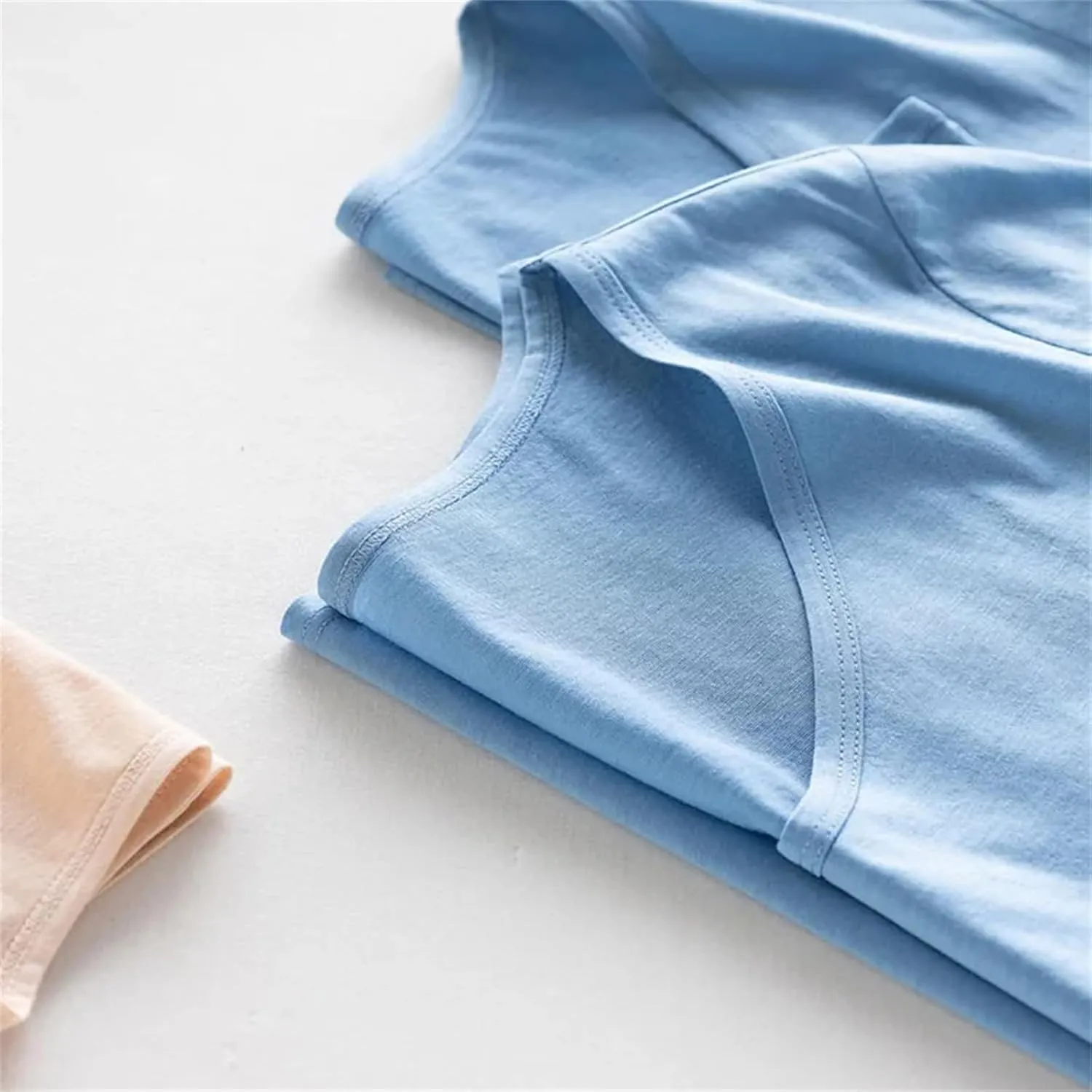 Women Silk T-Shirts Cotton Solid Color U-Neck Short Sleeved Shorts Spring Summer Top Thin Clothes