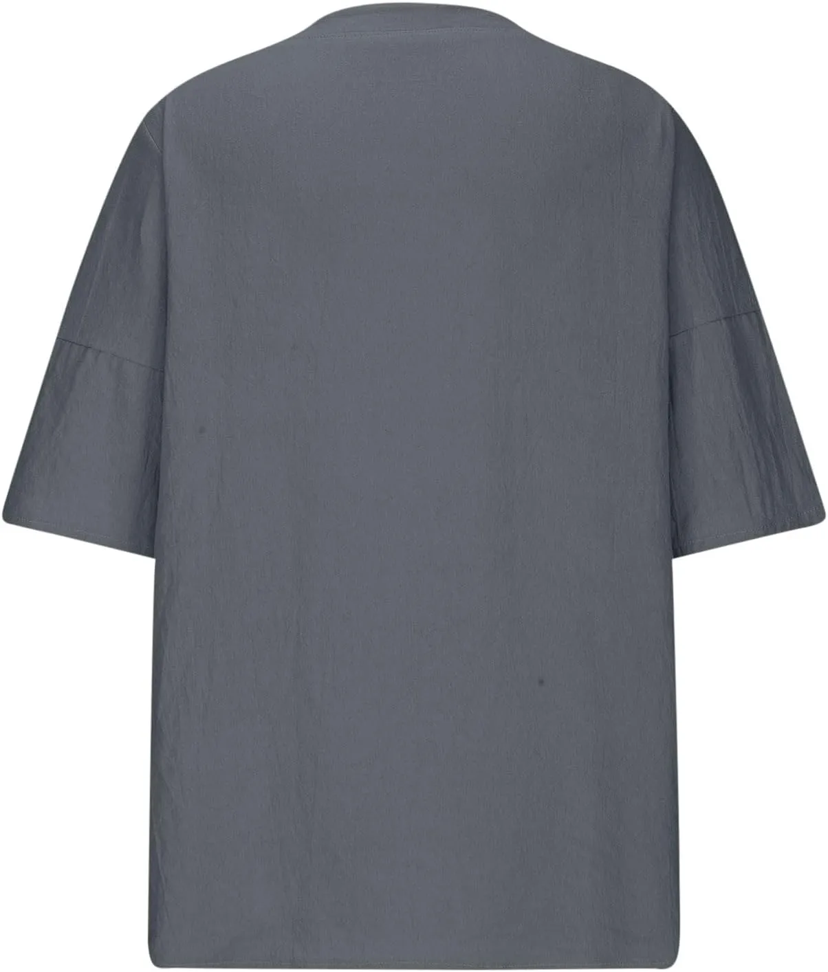 Women Summer Causal Linen Tops 2024 Trendy Gauze Tunic Blouse 3/4 Sleeve Button V Neck Shirt Loose Fit Boho Clothing