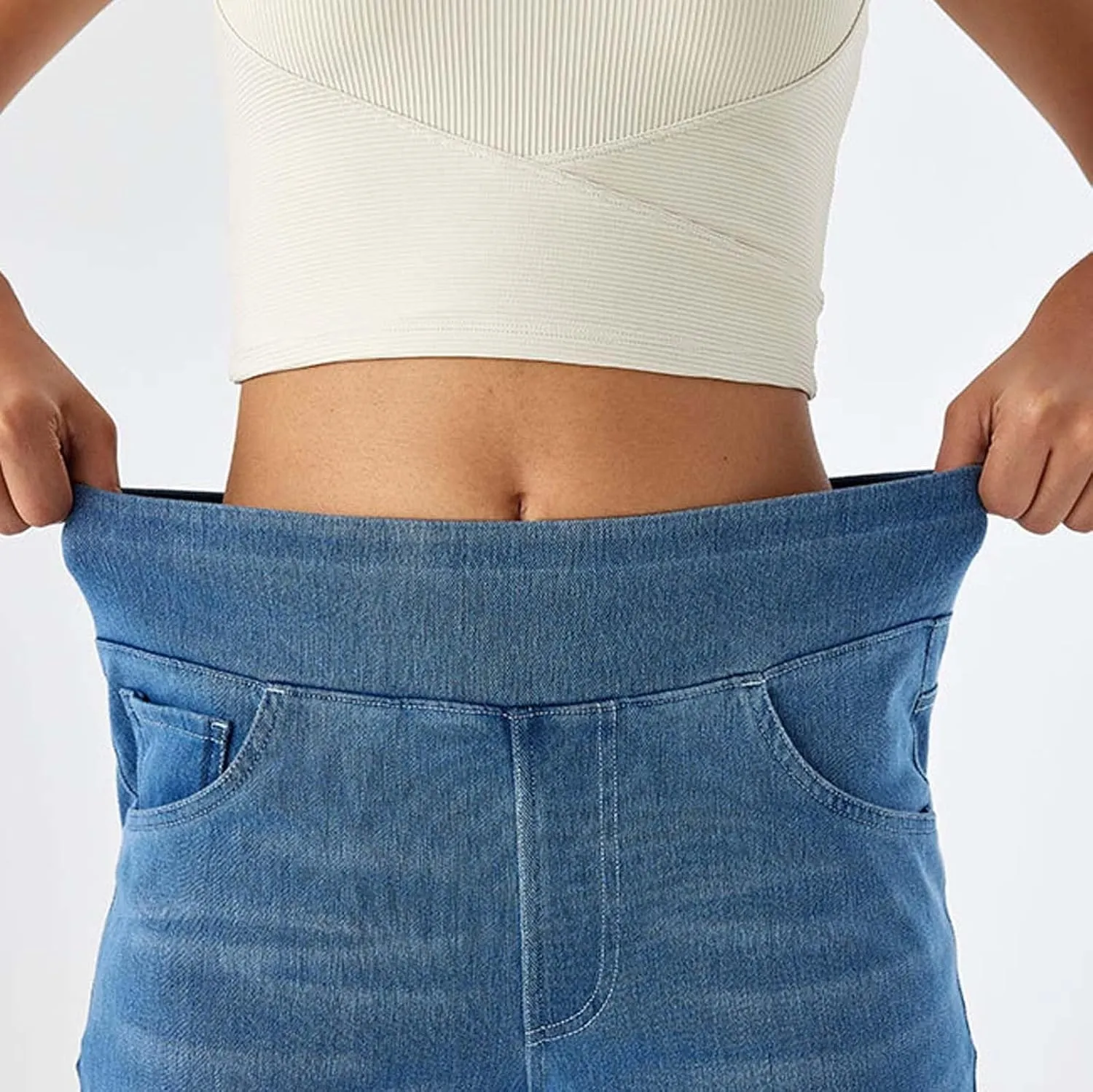 Women Sweatpant Jeans Wide Leg Stretchy Pant Sweatpants That Look Like Jeans Baggy Pull On High Waist Demin Pants