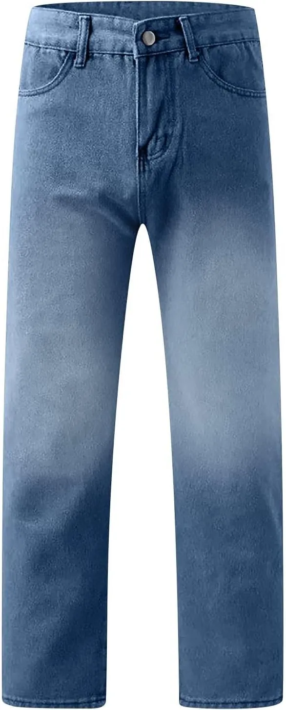 Women Sweatpants Jeans Y2K Baggy Denim Pants Streetwear Trendy High Waisted Wide Leg Boyfriend Jeans with Pockets