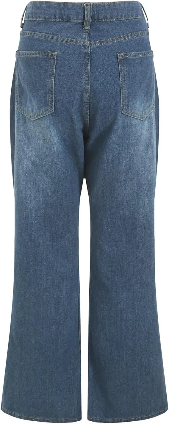 Women Wide Leg Jeans High Waist Baggy Loose Boyfriend Denim Pants Y2K 90s Casual Jean Pant with Pockets