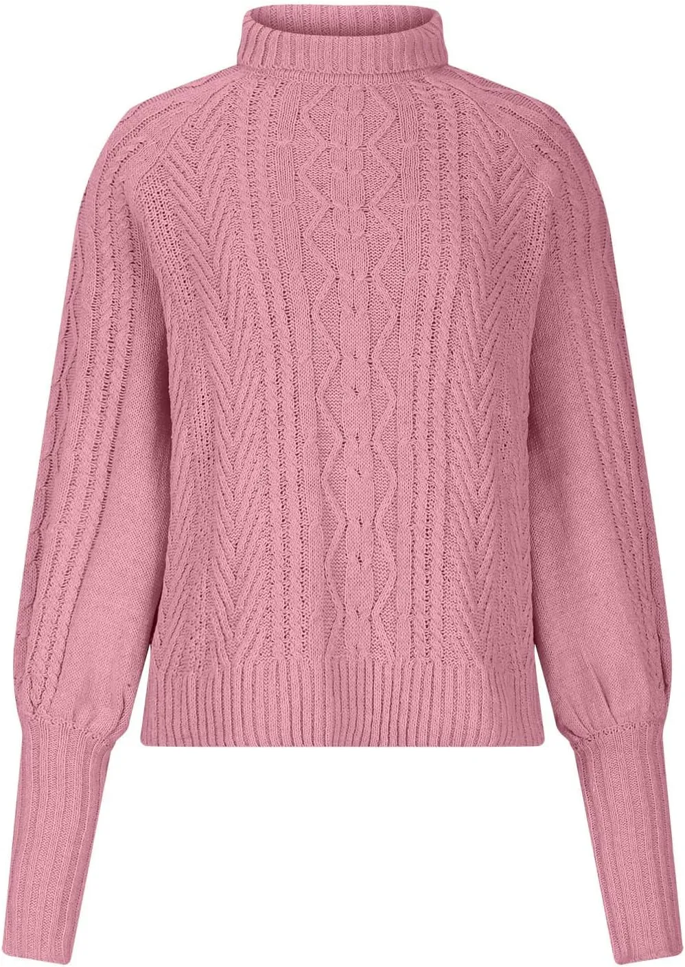 Womens Cable Knit Sweaters, Crewneck Long Sleeve Pullover Tops Casual Chunky Knitted Sweater