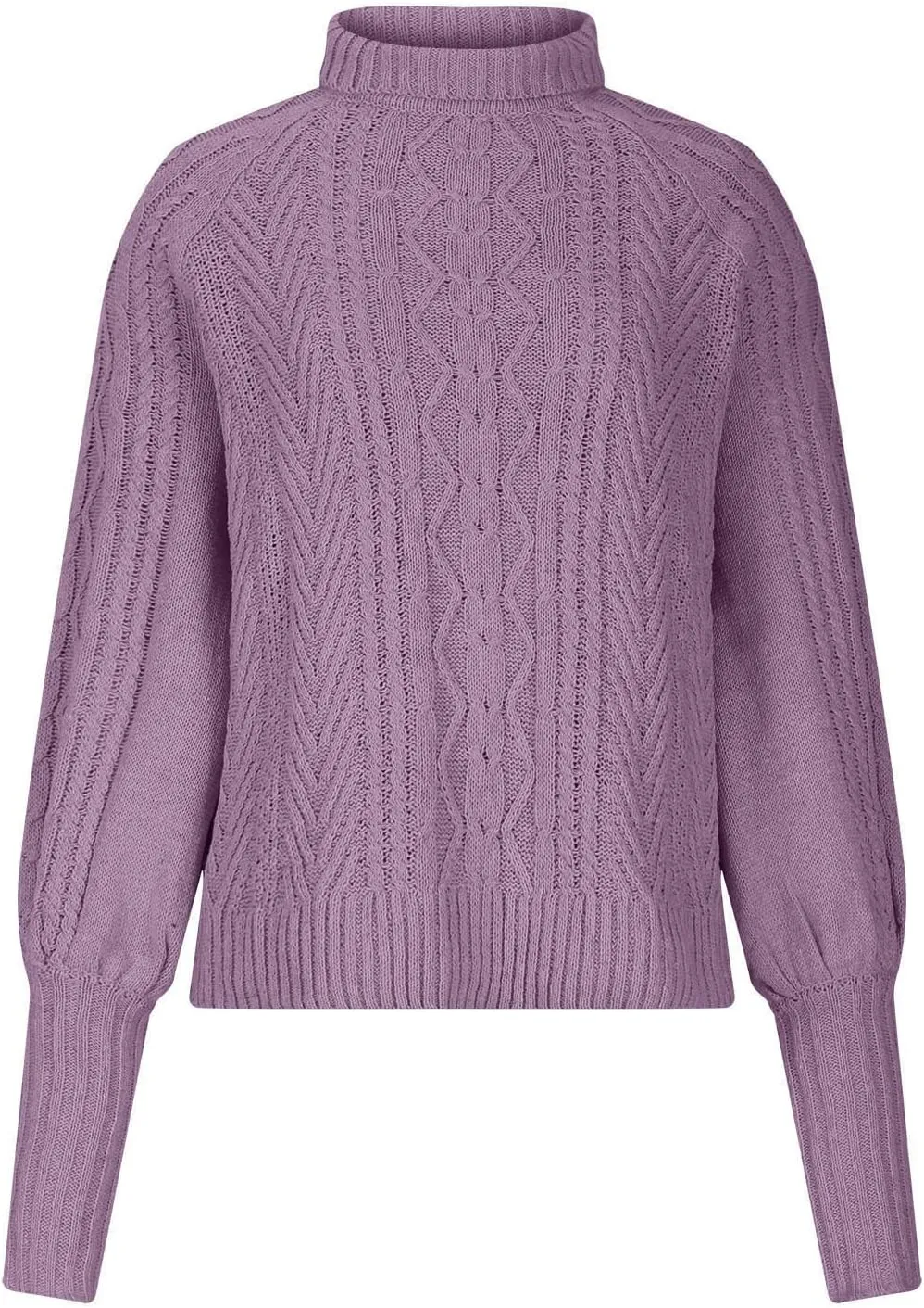 Womens Cable Knit Sweaters, Crewneck Long Sleeve Pullover Tops Casual Chunky Knitted Sweater