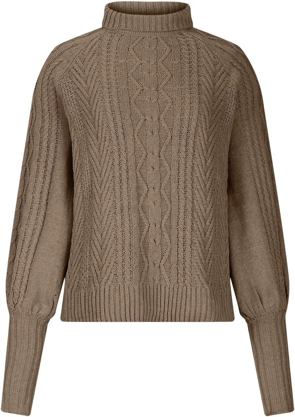 Womens Cable Knit Sweaters, Crewneck Long Sleeve Pullover Tops Casual Chunky Knitted Sweater