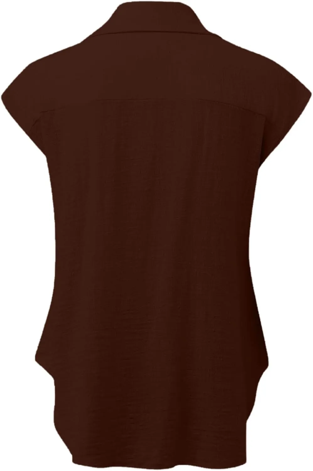 Women's Cap Sleeve Button Down Shirts Cotton Linen V Neck Tees Tops Short Sleeve Office Casual Business Plain Blouses