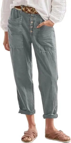 Womens Capri Pants Summer Trendy Casual Elastic Waist Cropped Trouser Resort Wear Beach Vacation Capris Clothes