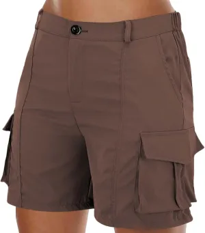 Women's Cargo Shorts Casual Quick Dry Lightweight High Waisted Button Shorts with Pockets Summer Outdoor Hiking Outfit