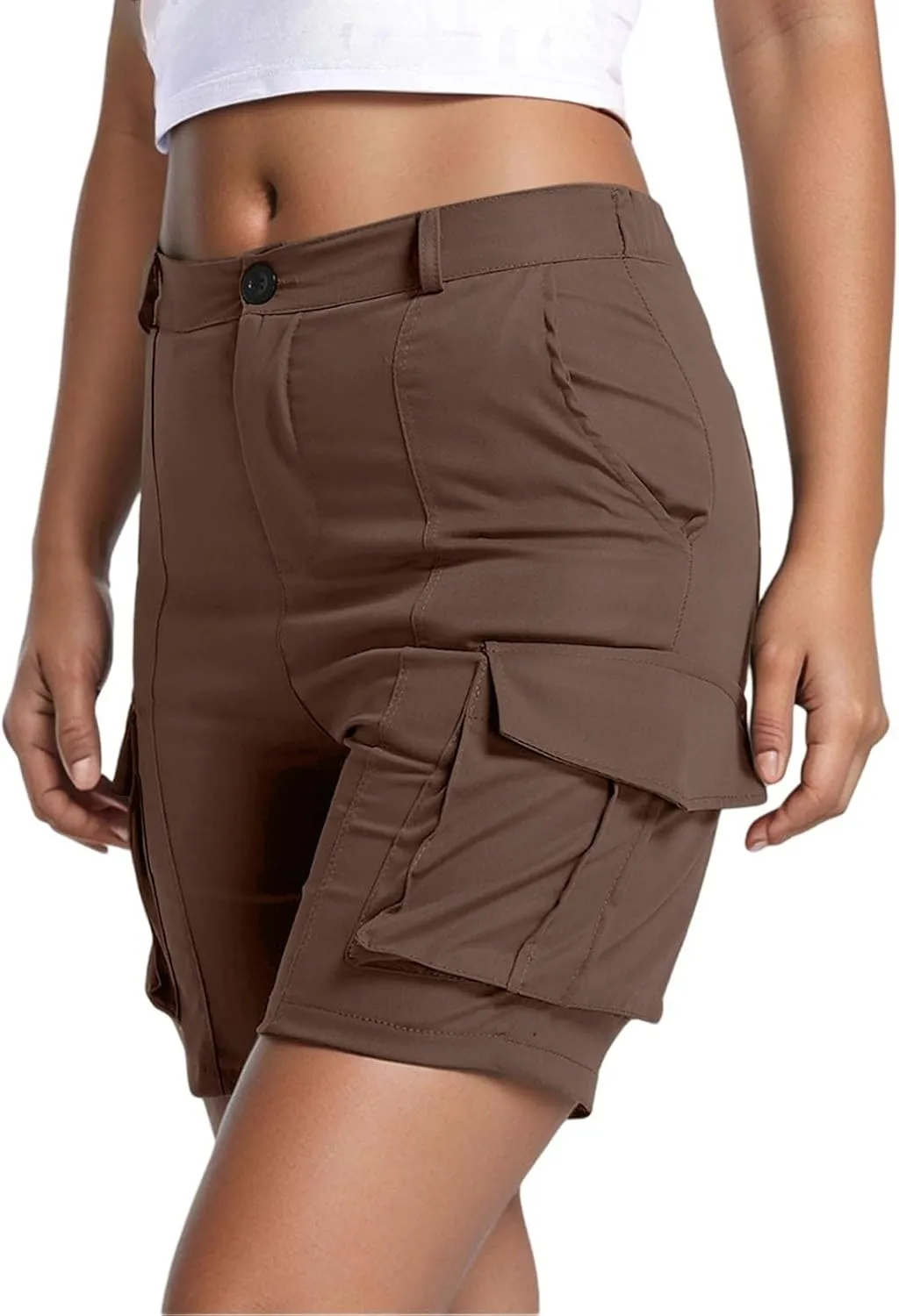 Women's Cargo Shorts Casual Quick Dry Lightweight High Waisted Button Shorts with Pockets Summer Outdoor Hiking Outfit