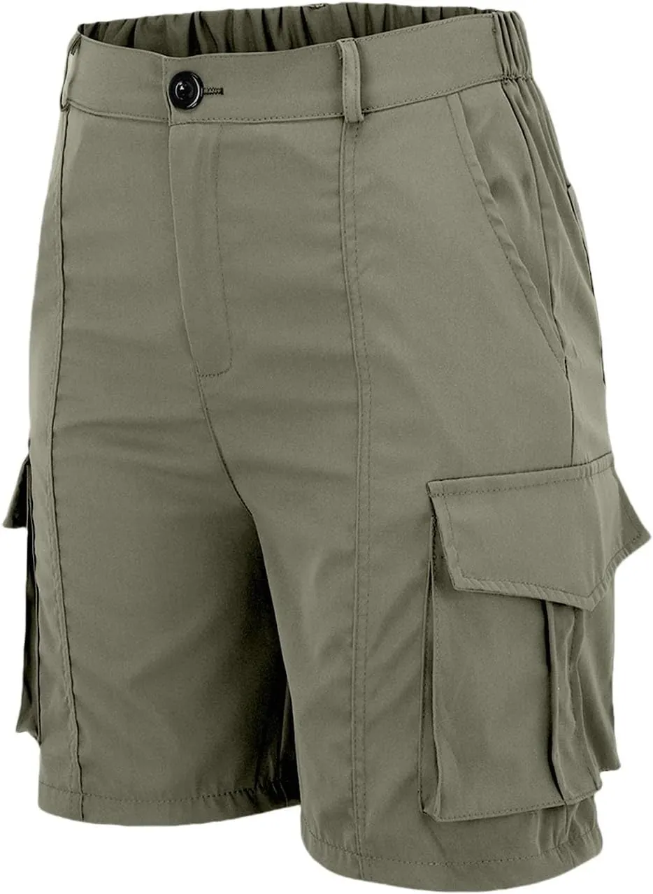 Womens Cargo Shorts Trendy Summer 2025 Casual High Waisted Work Shorts Retro Loose Outdoor Hiking Shorts with Pockets