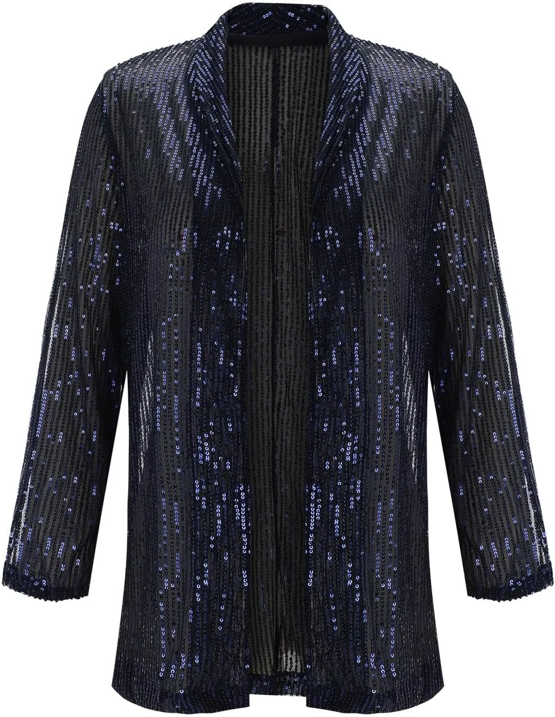 Womens Casual Open Front Sequin Blazer Jackets Cardigan Glitter Long Sleeve Slim Shawl Collar Sparkly Cardigan Coat