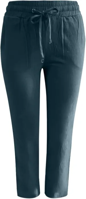 Women's Cotton Linen Pants 2025 Summer Casual Elastic Waist Trousers Relax Fit Comfy Yoga Beach Pant Sweatpants