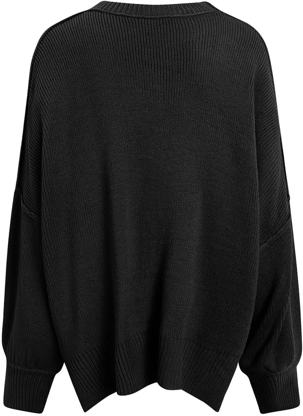 Womens Fall Crew Neck Sweater Oversize Lantern Sleeve Pullover Casual Solid Ribbed Sweater Winter Knit Jumper Tops