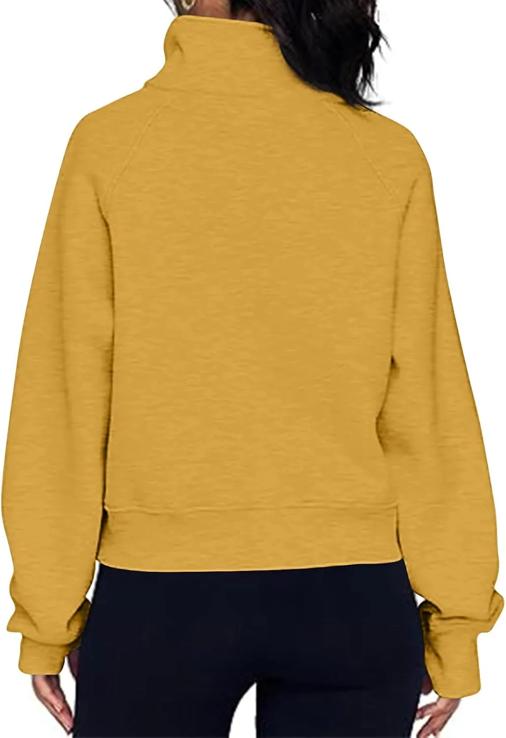 Womens Half Zip Pullover Cropped Sweatshirts Fleece Quarter Zipper Hoodies Workout Sweater Fall Outfits Thumb Hole