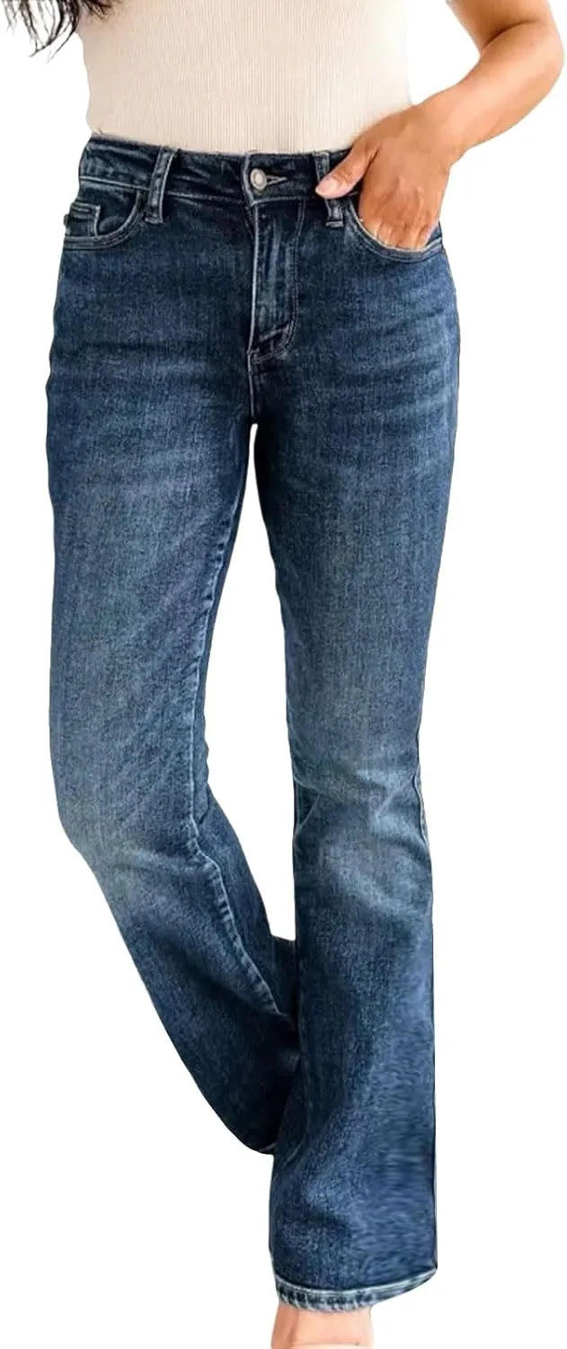 Women's High Rise Skinny Stretch Ripped Jeans High Waisted Denim Pants Plus Size Relaxed Fit Straight Leg Jean