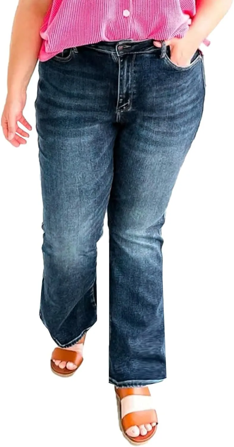 Women's High Rise Skinny Stretch Ripped Jeans High Waisted Denim Pants Plus Size Relaxed Fit Straight Leg Jean