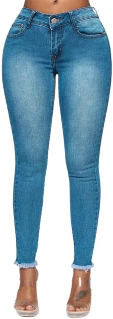 Womens High Waisted Skinny Jeans Blue Sexy Trendy Pencil Jeans Slim Stretchy Denim Pants for Women 2025