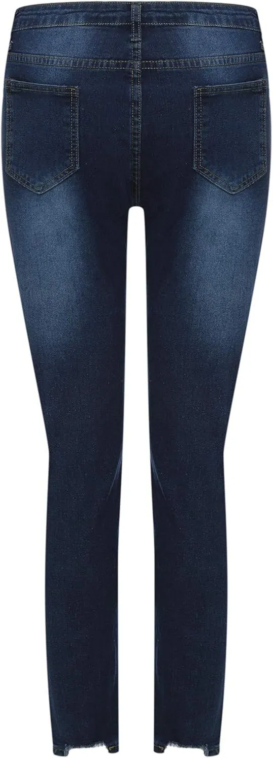 Womens High Waisted Skinny Jeans Ripped Distressed Stretch Slim Fit Denim Pants Casual Butt Lift Trousers with Pocket