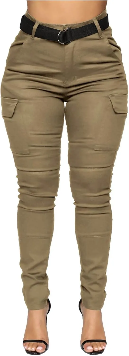 Women's High Waisted Skinny Jeans Slim Fit Casual Summer Outdoor Butt Lifting Tummy Control Stretch Denim Cargo Pants