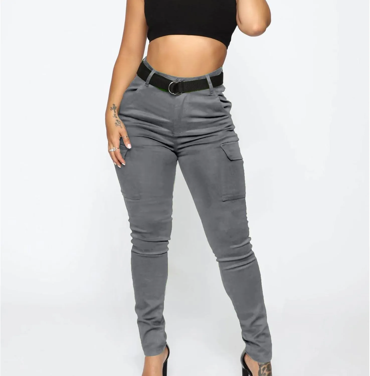 Women's High Waisted Skinny Jeans Slim Fit Casual Summer Outdoor Butt Lifting Tummy Control Stretch Denim Cargo Pants