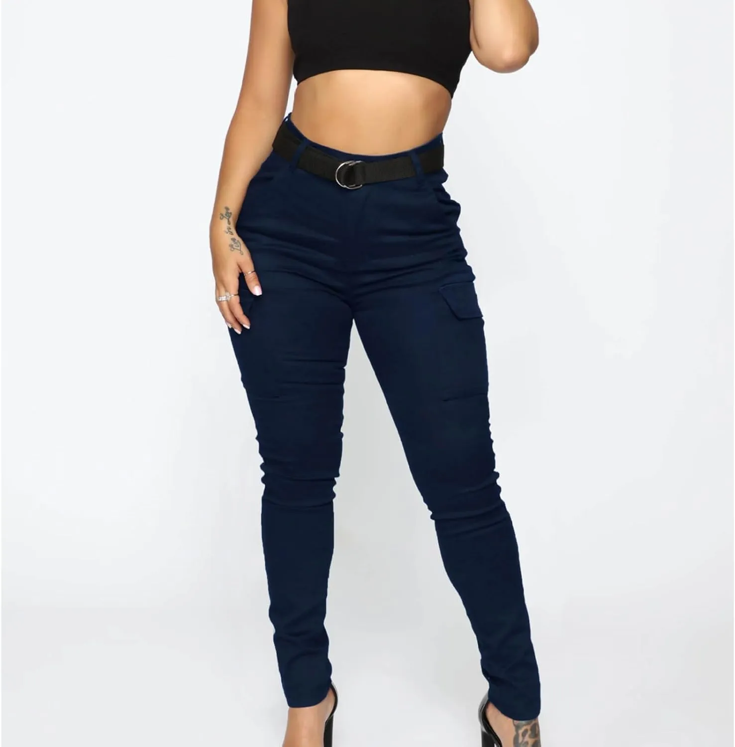 Women's High Waisted Skinny Jeans Slim Fit Casual Summer Outdoor Butt Lifting Tummy Control Stretch Denim Cargo Pants